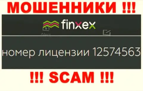 Finxex Com прячут свою жульническую сущность, представляя на своем информационном ресурсе лицензию