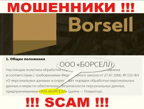Мошенники Borsell принадлежат юр. лицу - ООО БОРСЕЛЛ