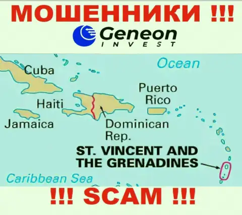 Генеон Инвест зарегистрированы на территории - Сент-Винсент и Гренадины, избегайте сотрудничества с ними