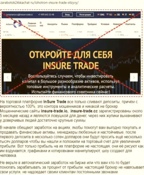Обзор мошенничества InSure-Trade Io, позаимствованный на одном из сайтов-отзовиков
