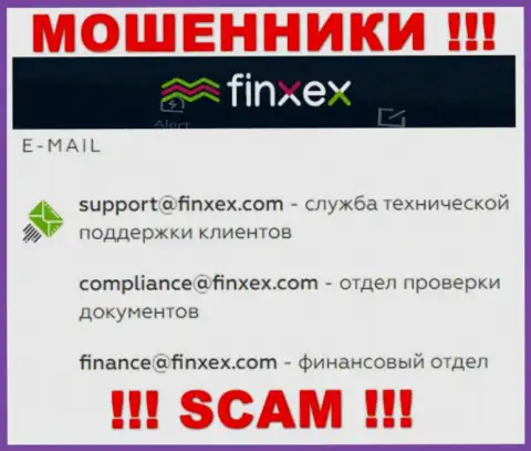 В разделе контактной инфы мошенников Finxex, приведен именно этот е-майл для обратной связи с ними