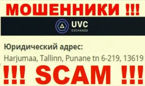 UVCExchange это неправомерно действующая организация, которая отсиживается в офшорной зоне по адресу: Harjumaa, Tallinn, Punane tn 6-219, 13619