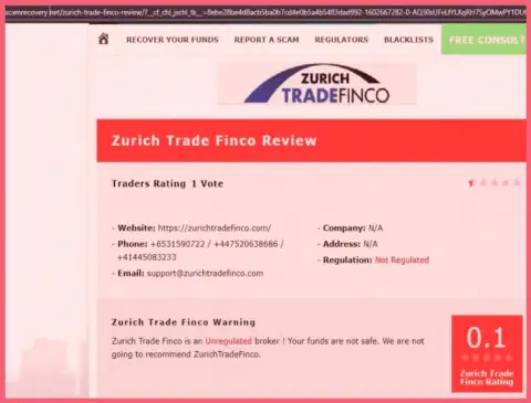 Подробный обзор деятельности Zurich Trade Finco LTD, высказывания реальных клиентов и факты мошеннических деяний