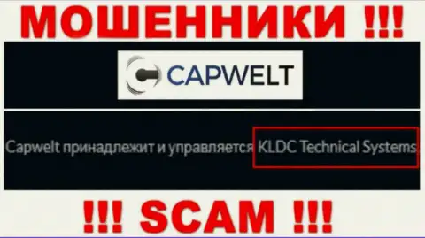 Юридическое лицо конторы CapWelt - это KLDC Technical Systems, инфа позаимствована с официального сайта