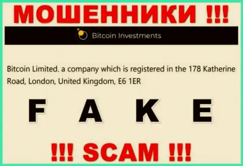 Адрес компании Bitcoin Investments на официальном сервисе - ложный !!! ОСТОРОЖНО !!!