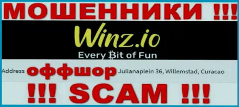 Незаконно действующая организация Winz Casino зарегистрирована в офшорной зоне по адресу Джулианаплеин 36, Виллемстад, Кюрасао, будьте осторожны
