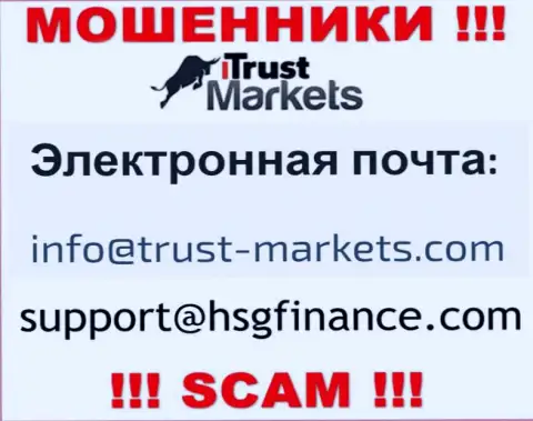 Контора Trust-Markets Com не прячет свой адрес электронного ящика и показывает его на своем онлайн-ресурсе