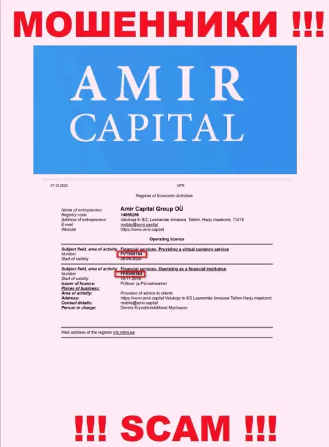 Амир Капитал показывают на сайте номер лицензии, невзирая на это активно оставляют без средств клиентов