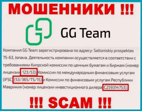 Довольно опасно верить компании GGTeam, хотя на сайте и показан ее лицензионный номер