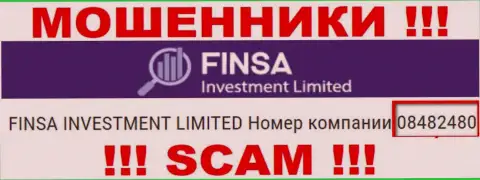 Как представлено на официальном веб-сайте мошенников FinsaInvestmentLimited Com: 08482480 - это их номер регистрации