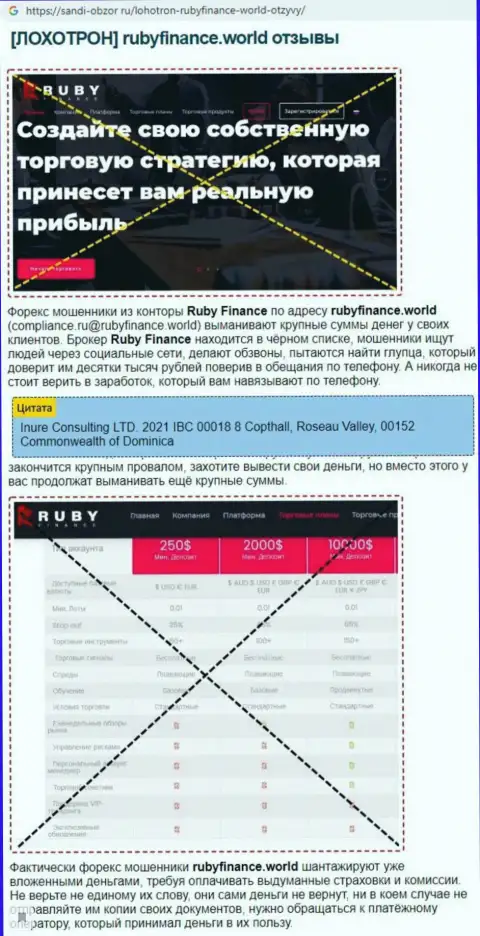 Надувательство в сети !!! Обзорная статья об незаконных действиях мошенников RubyFinance World
