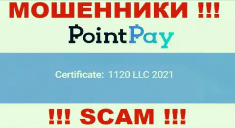 Рег. номер ПоинтПэй, который размещен мошенниками на их интернет-сервисе: 1120 LLC 2021