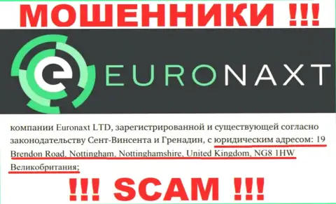 Юридический адрес регистрации компании EuroNaxt Com у нее на интернет-портале ненастоящий - это СТОПРОЦЕНТНО АФЕРИСТЫ !!!