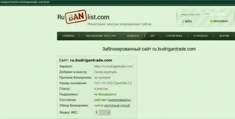 Информационный портал BudriganTrade на территории России заблокирован Генпрокуратурой