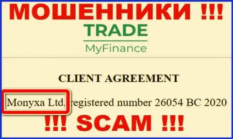 Вы не сможете уберечь собственные денежные средства связавшись с конторой TradeMyFinance, даже в том случае если у них есть юридическое лицо Monyxa Ltd