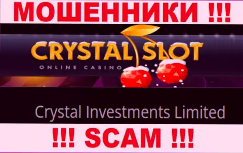 Организация, которая владеет мошенниками CrystalSlot это Кристал Инвестментс Лимитед