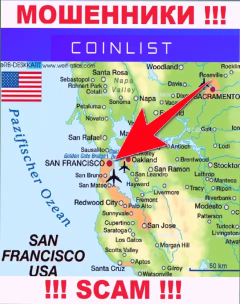 Юридическое место регистрации КоинЛист Ко на территории - San Francisco, USA