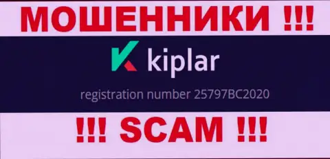 Номер регистрации конторы Kiplar, в которую денежные средства лучше не отправлять: 25797BC2020