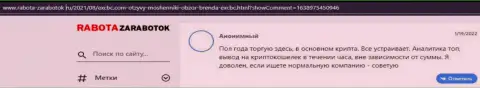 Очередной игрок поделился своим мнением о ФОРЕКС дилинговой компании ЕИксКБК Ком на web-сайте Rabota-Zarabotok Ru