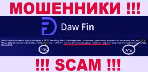 Контора Daw Fin незаконно действующая, и регулирующий орган у нее точно такой же мошенник