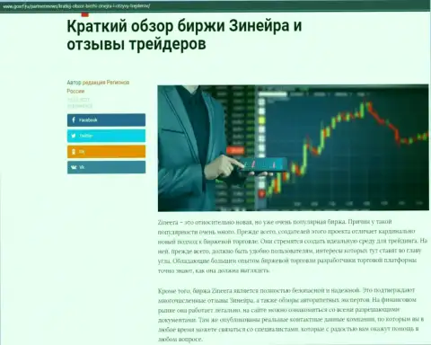 Сжатый обзор биржевой площадки Зинейра Ком представлен на интернет-портале GosRf Ru