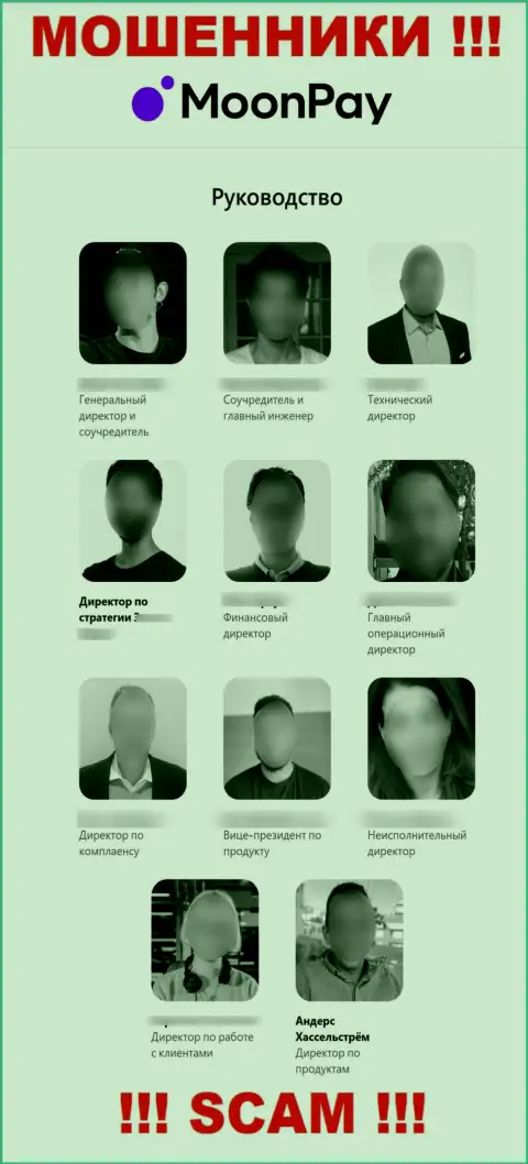MoonPay - это интернет мошенники, посему имена, фамилии и контактные данные непосредственных руководителей показывают неправдивые