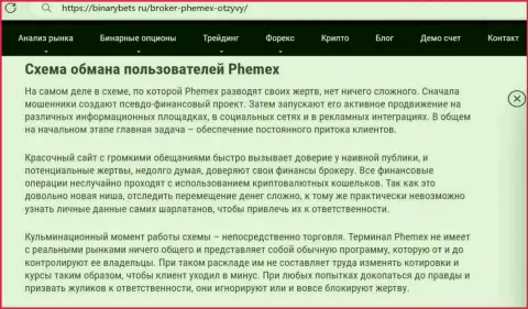 PhemEX Com - это МОШЕННИКИ !!! Особенности деятельности ЛОХОТРОНА (обзор)