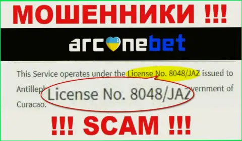 На web-сайте ArcaneBet Pro предоставлена их лицензия, но это хитрые жулики - не надо верить им