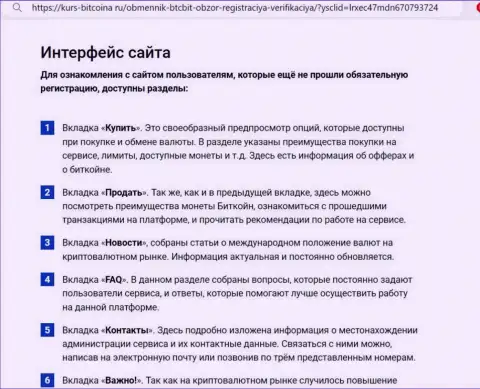 Интерфейс сайта обменного online-пункта BTCBit Net детально описан на ресурсе bitcoina ru