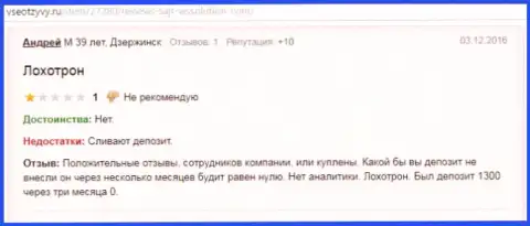 Андрей является создателем этой публикации с объективным отзывом об форекс брокере WSSolution, сей честный отзыв был перепечатан с ресурса vse otzyvy ru