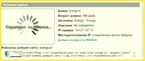 Возраст домена Форекс брокерской конторы Сварга, исходя из справочной инфы, полученной на web-сервисе doverievseti rf